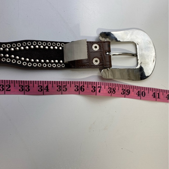 Nocona Y2K Vintage Bling Brown Silver Rhinestones Iridescent Jewel Vintage Belt - Picture 16 of 16